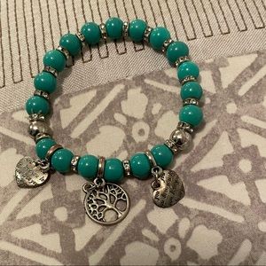 Turquoise with Silver Charms Bracelet